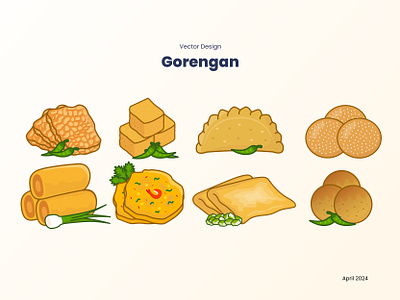 Vector Design - Gorengan or Indonesian Fritter🍘🥮🥟 design drawing food fritter gorengan graphic graphic design icon illustration indonesian food vector visual art