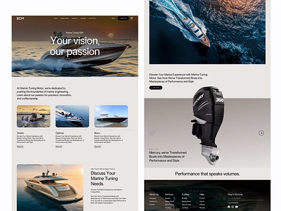 Website app boat clean flat hero layout layout web marine mercury minimal card tuning ui us ux web yates