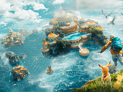 Pokemon Concept art composition concept digital art image manipulation matte painting retouch retouching