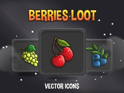 Berries Loot Vector RPG Icon Pack 2d art asset assets fantasy game game assets gamedev illustration indie indie game loot mmo mmorpg pack package rpg set sets