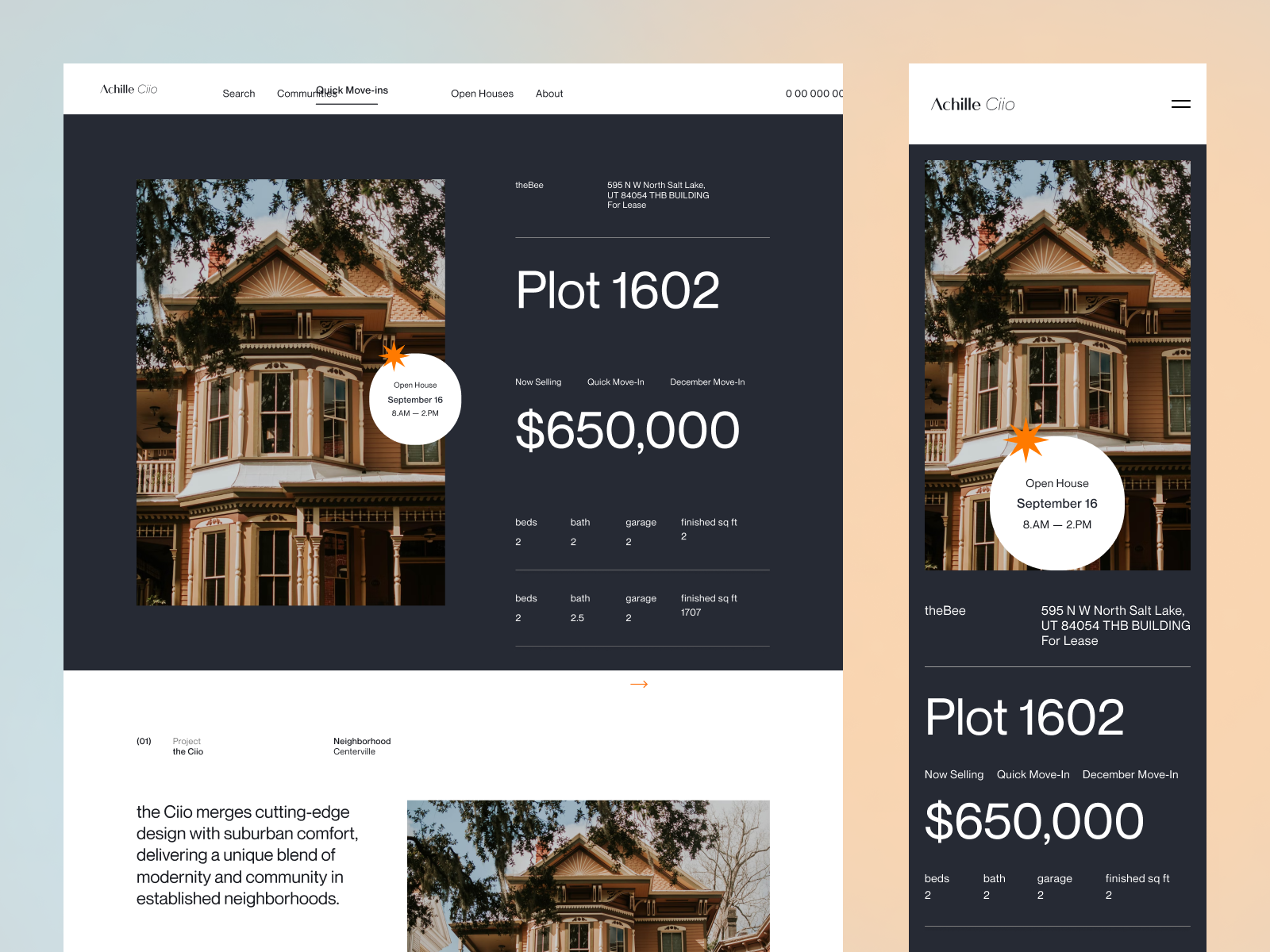 Achille Ciio - Real Estate Project agency architecture building clean home page house interface landing page portfolio real estate real estate agency residence ui design ux ui design web webdesign