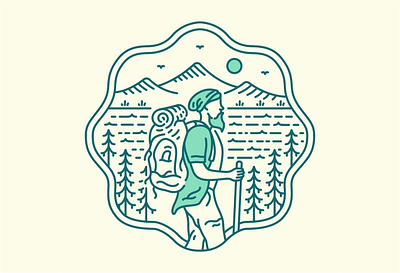 Nature Adventure Backpacker 2 adventure apparel backpacker camping hiking holiday illustration mountain national park nature outdoors summer travel traveling trip vacation wanderlust wild wilderness wildlife
