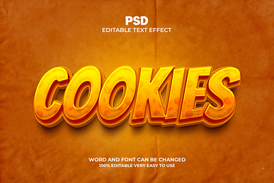 Cookies 3D Editable Text Effect Style 3d dream 3d 3d psd text 3d text 3d text effect action cook cookies 3d text design effect psd text psd text effect style text style yellow