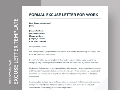 Formal Excuse Letter for Work Free Google Docs Template absence absent docs excuse excuse letter excuse letter for work excuse letter template formal excuse letter formal excuse letter template free google docs templates free template free template google docs google google docs job letter template work