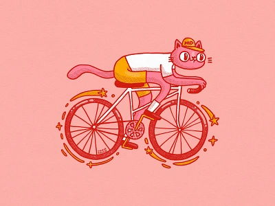 Cycling Cat 2d bike riding bycicle cat character cycling digital art illustration illustrator