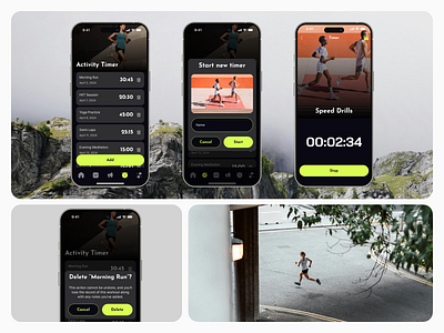 Jogging app - IOS Mobile Design application bento delete design fitness grid health interface ios jogging mobile mobile app design run score sport timer ui uxui design