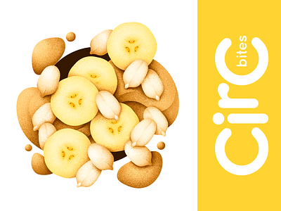 CirC Bites: Banana, peanut & peanut butter banana design grain texture grit illustration package packaging peanut peanut butter snack texture vector