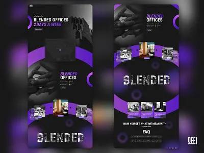 Landing Page - OFFI - Blended Offices - Dark mode - Purple blended blended office dark mode landing page offices purple smart office ui