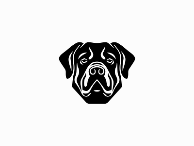 Rottweiler Logo animal branding design dog emblem friend head icon identity illustration logo mark negative space pet rottweiler sports symbol vector vet