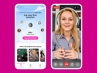 InstaTutor-Instant Live classes app design education app illustration ios app mobile app ui ux