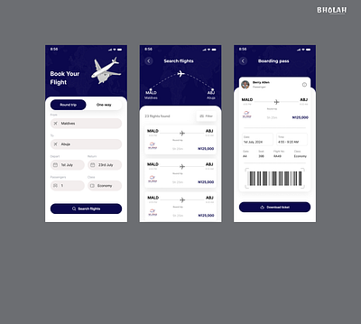 flight booking app ui