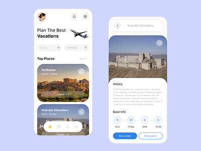 Travel Agency app asia castles geography greece history mobile design pastime relax sightseeings summer syria travel travel agency travelling ui ux vacations visual design