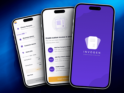 Invogen App appdesign appuidesign design invoiceapp mobile app design modernappui playstoreapp ui design uidesignnew uiux uiuxdesign