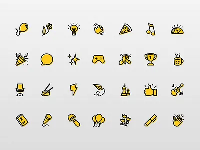 Icon set for tech consultancy firm brand design branding celebrate celebration collaborate consultant emoji graphic design happy icon icon set iconography illustration line art office reaction star vector yellow