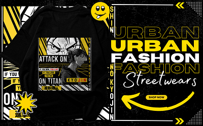 Titan anime t shirt streetwear design anime attack branding graphic design grunge print streetwear titan tshirt urban