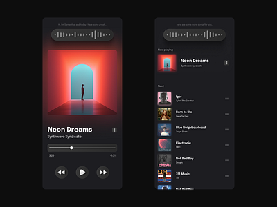 Music app with AI assistant - concept concept design interface music ui ui design ux