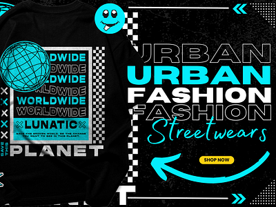 Worldwide lunatic urban streetwear planet design anime branding design fashion graphic design grunge lunatic planet print streetwear tshirt