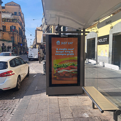 Digital Bus Shelter Naples activation ad brand design brand visibility branding burger king bush shelter camapign design digital dooh food delivery in situ italy marketing naples ooh