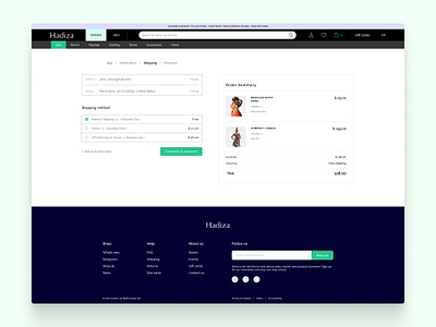 Hadiza E-commerce Design Shipping Page e commerce interactiondesign online store ui design uidesign uipatterns uiux userexperience userinterface ux design webdesign