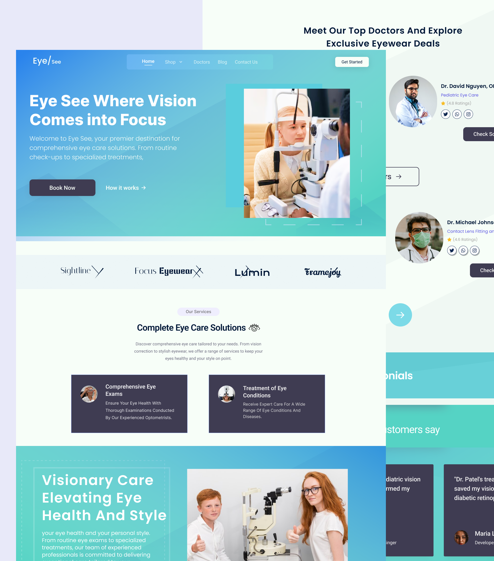 Eye Care Homepage Design 3d animation brand care creative design designer doctors eye eye seee graphic design logo research ui unique ux vector web web design website