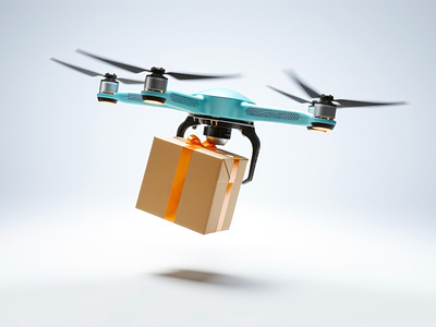Drone delivery box in the air 3d perspective 3d product brand delivery delivery box drone drone delivery visual design