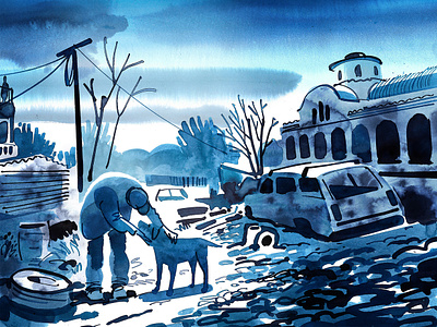 Rescued: Ben Pearce for Brand Eins animals ben pearce brand eins conceptual illustration dogs editorial illustration environment environmental fire global warming greece illustration illustrationart illustrationartist illustrationzone illustrator rescue wildfire