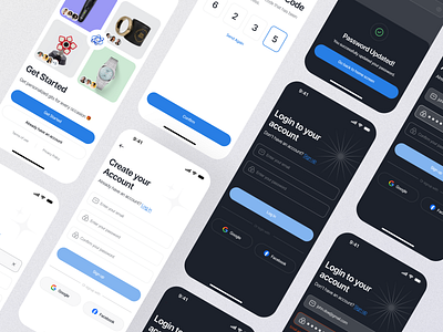 Mobile App Onboarding & Get Started app dark mode design forgot password mobile mobile apps onboarding product design sign in sign up ui ux