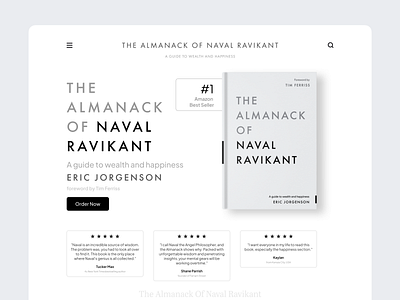 Daily UI #003 - Landing Page UI - The Almanack of Naval Ravikant book book landing page daily ui dailyui landing page minimalism naval ravikant prathamesh pawar ui ux design