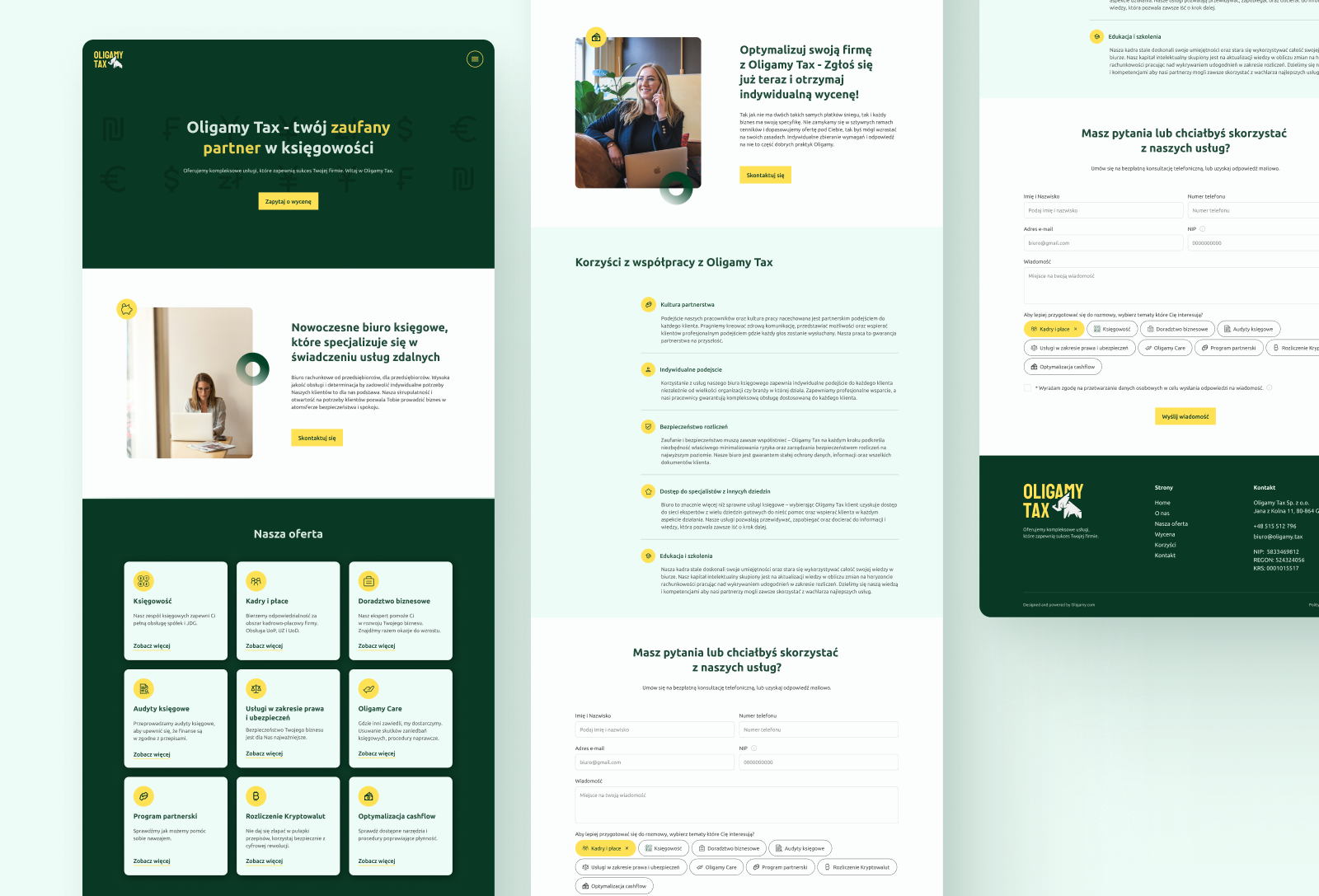 Oligamy Tax digitalbookkeeping efficientfinance financialefficiency financialproductivity graphic design green greendesign greentheme onlineaccounting remoteaccounting simplicity ui webdesign website