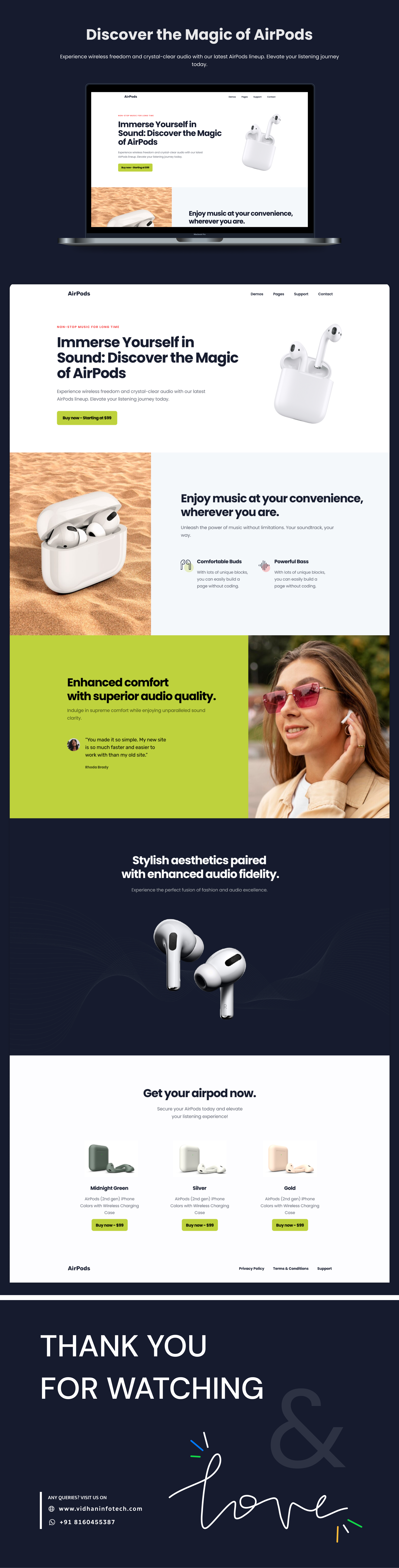 AirPods: Redefining Audio Excellence 2024 aidpods apple design ecommerce figma iphone landingpage ui website