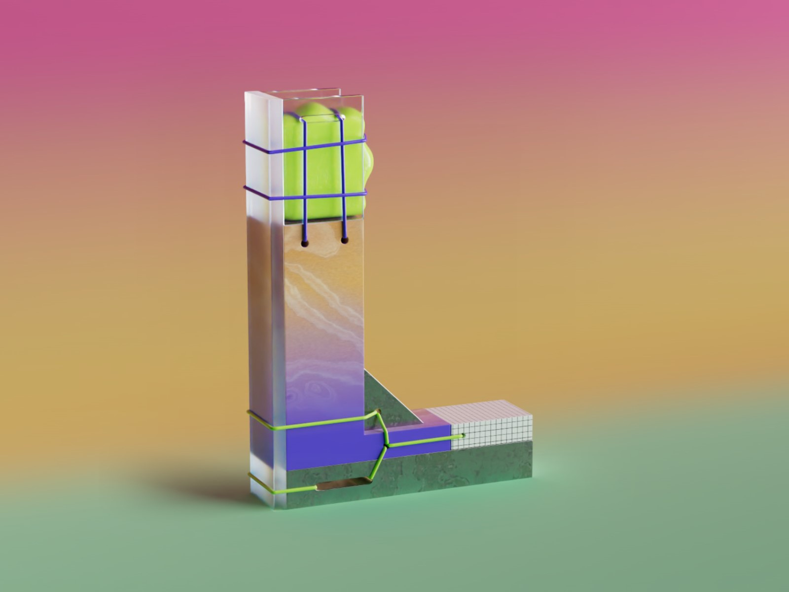 36 days of type - L 36daysofttype 36daysoftypee2024 3d animation blender cinema4d design illustration motion design motion graphics redshift