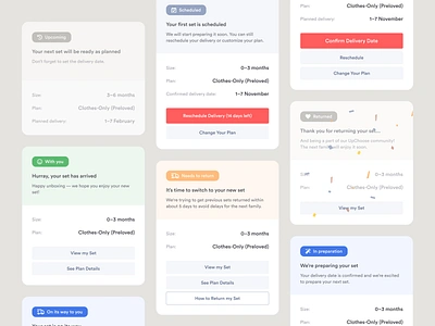 Upchoose — Status Cards cards clean clothes design product saas status ui ux web