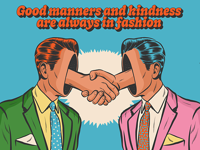 Good manners and kindness good manners illustration kindness politeness retro surrealism vector vintage
