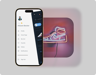 Sneaker E-commerce - Menu UI design adobe xd app branding dark theme design e commerce light theme menu online shopping shoes app ui ux