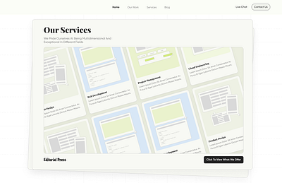 Services page for a design agency design ui