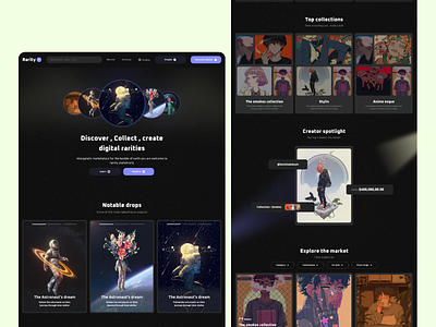Concept website for NFT market place crypto design ui