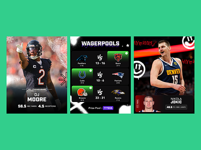 WagerOn - Online Crypto Betting App banner banners betting branding crypto gambling game gaming igaming illustration jokic media nba nfl player social media sport sportsbook stats