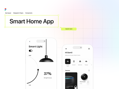 Smart Home App - UI/UX Design adobe xd app branding dark theme design figma home automation iot design light theme mobiloe application smart home app ui ux