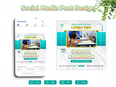 School admission social media post design admission advertising branding business design facebook graphic design illustration instagram mjvectart social social media