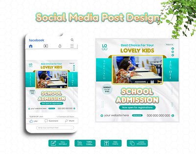 School admission social media post design admission advertising branding business design facebook graphic design illustration instagram mjvectart social social media
