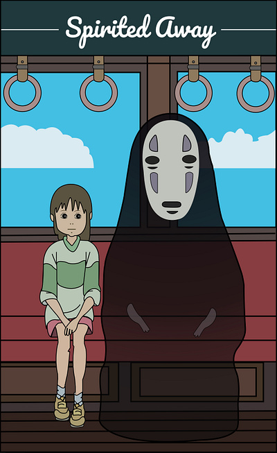 Spirited Away | Train Scene Illustration anime animeart graphicdesign hayaomiyazaki illustration illustrator spiritedaway