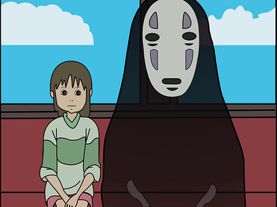 Spirited Away | Train Scene Illustration anime animeart graphicdesign hayaomiyazaki illustration illustrator spiritedaway