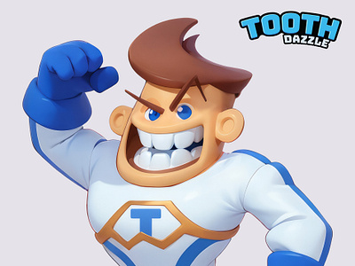 Mascot Work for Tooth Dazzle 3d branding cartoon character design cute illustration mascot pastel rendering teeth tooth