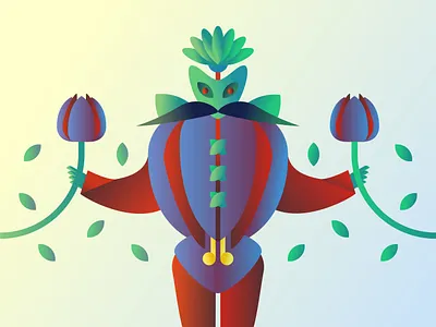 Plant Man Gradient Illustration baron flower gradient illustration knight leaf man plant