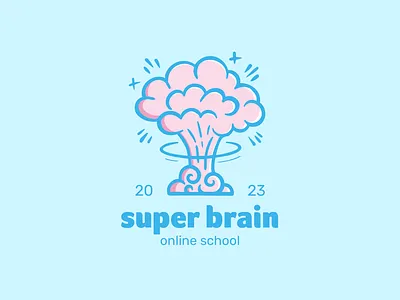 super brain - online school bang brain graphic design logo online pink school vector