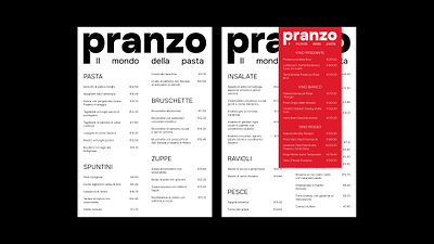 Pranzo: menu brand branding cafe catalogue design food graphic design identity italy logo menu pasta polygraph restaurant