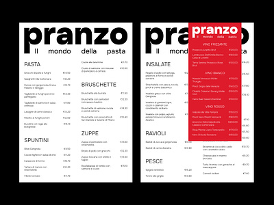 Pranzo: menu brand branding cafe catalogue design food graphic design identity italy logo menu pasta polygraph restaurant
