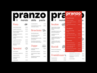 Pranzo: menu brand branding cafe catalogue design food graphic design identity italy logo menu pasta polygraph restaurant