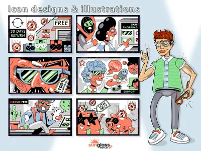 Stylish icon illustration set for brand 2d branding branding asset cartoon cartoonish character character design graphic design icon icon design illustration stylish ui vector