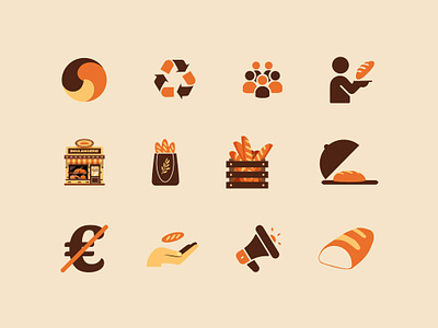 Icon Set Design for a bread association association bakery branding bread design graphic design icon illustration logo vector